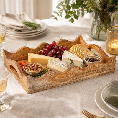 Handcrafted Mango Wood Rectangular Serving Tray 