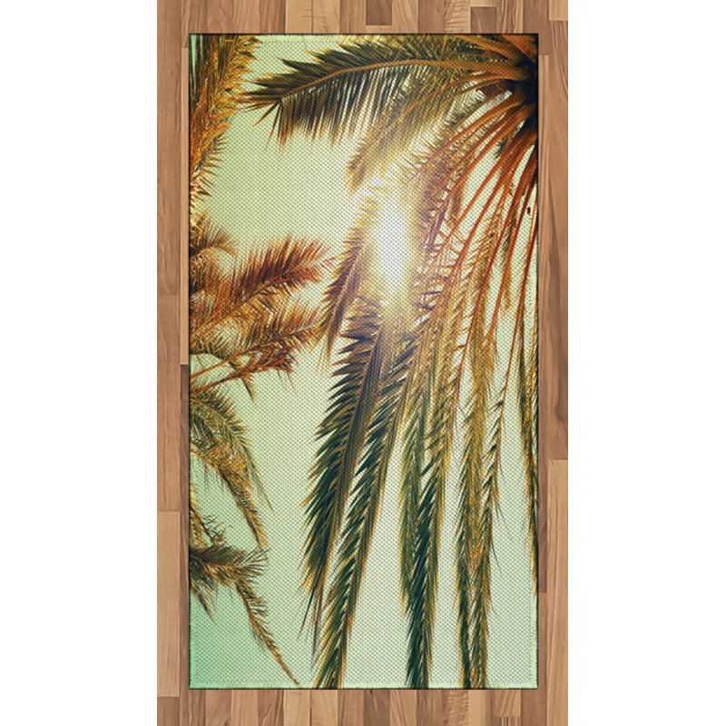 Tapis décoratif à haute densité en fibres de polyester Palm Leaf, Rectangle 2 pi 7 po x 5 pi