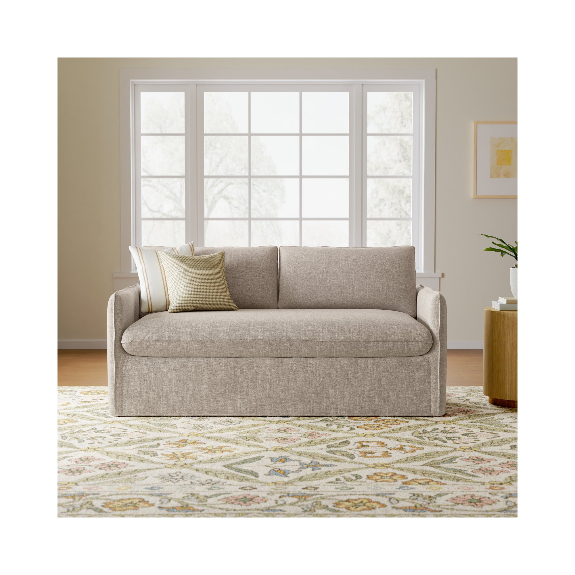 Bellatrix 72'' Upholstered Loveseat, Conversation Ivory Basketweave