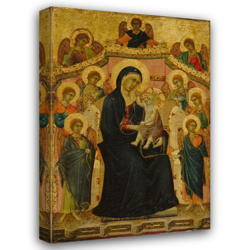 «Madonna and Child with Nine Angels» par Segna Di Buonaventura, reproduction d'art sur toile tendue avec châssis