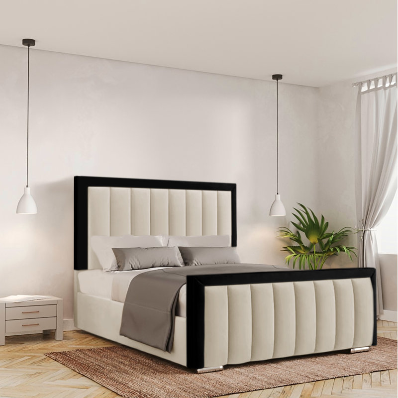 Ballal Upholstered Bed, Single (3'), Cream, No