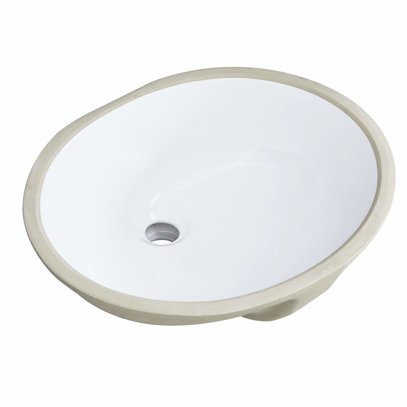 Rust Ceramic Lavatory Sink For Decoration - Oval Undermount, White, Heat, Stain, Scratch With Overflow White Bathroom Undermount Ceramic, Scratch, , Installed