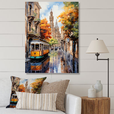 Spain Colourful Streets Of Barcelona - Cityscapes Canvas Art Print