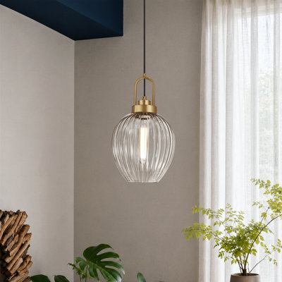 Luminaire suspendu moderne réglable 1 lumière avec abat-jour en verre texturé pour îlot de cuisine