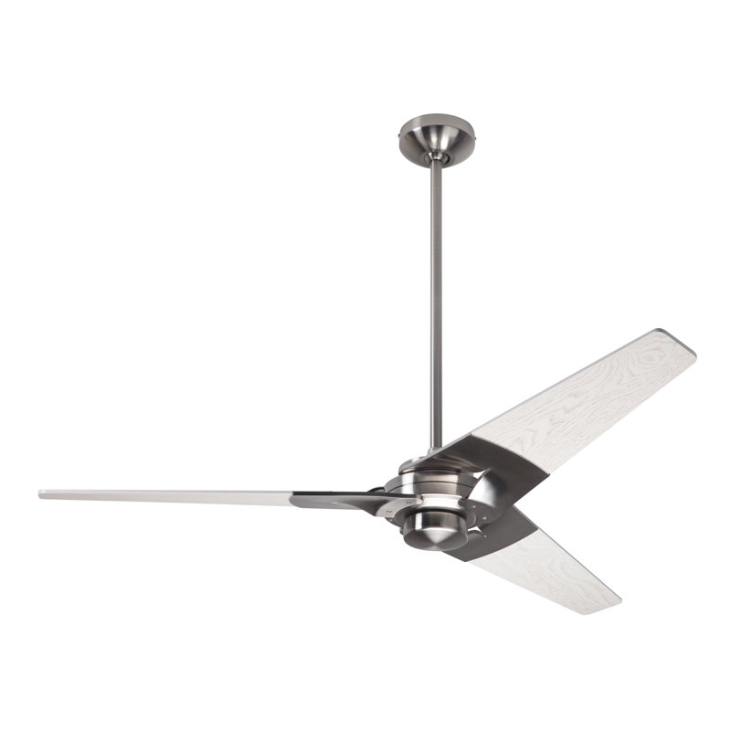 Torsion Downrod Ceiling Fan, Bright Nickel, Fan Speed Control, Whitewash