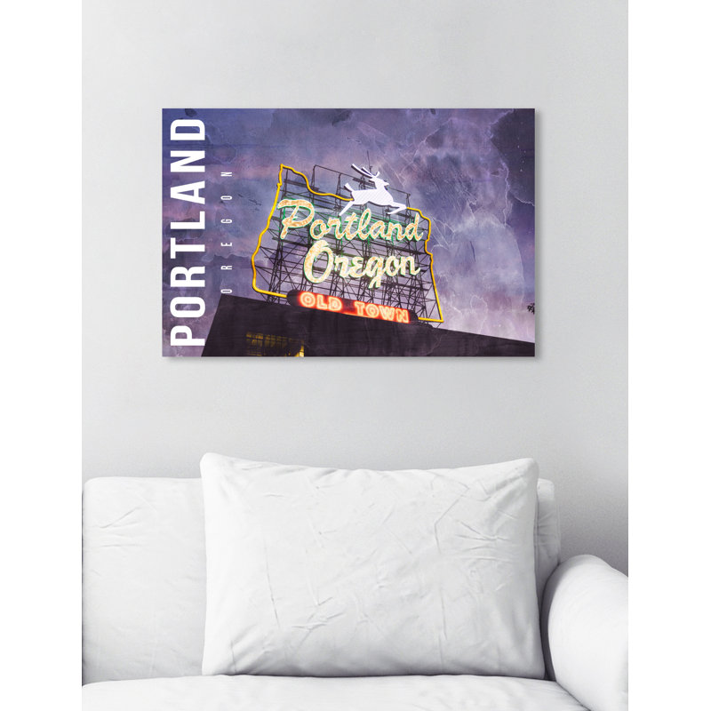 « Portland Landscape » par Oliver GAL-impression d’art graphique, H 10 po x l 15 po x P 1,5 po, Toile tendue