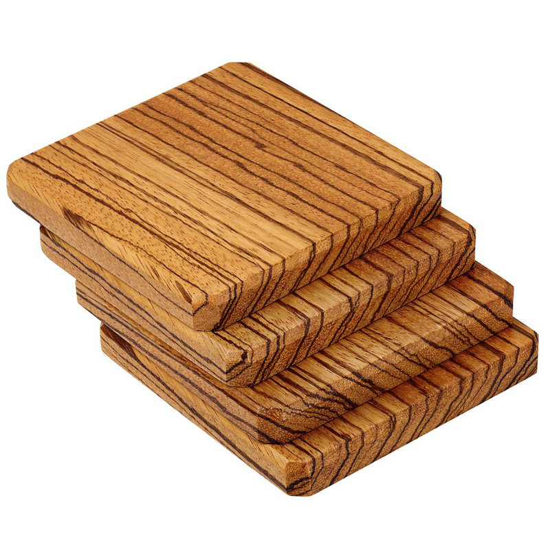 Wood Coaster Set With Holder