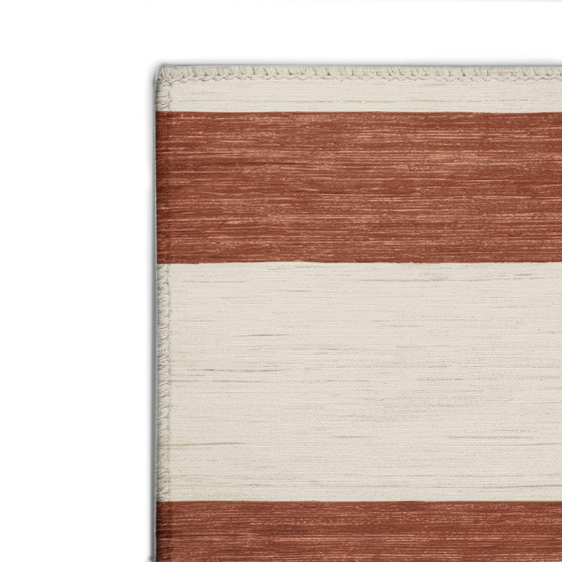 Tapis intérieur / extérieur beige HorizontalStripes, Rectangulaire 8 pi x 10 pi
