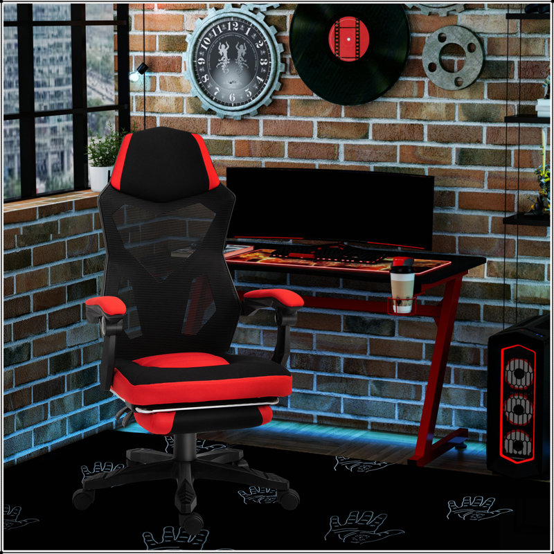 Fauteuil inclinable de bureau d'ordinateur avec dossier haut, dossier en filet, soutien lombaire et roulettes