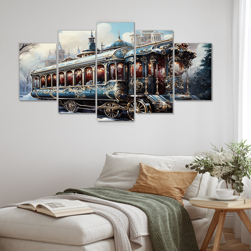 «Christmas Train Journey I - Transport train, ensemble de décorations murales multiples»