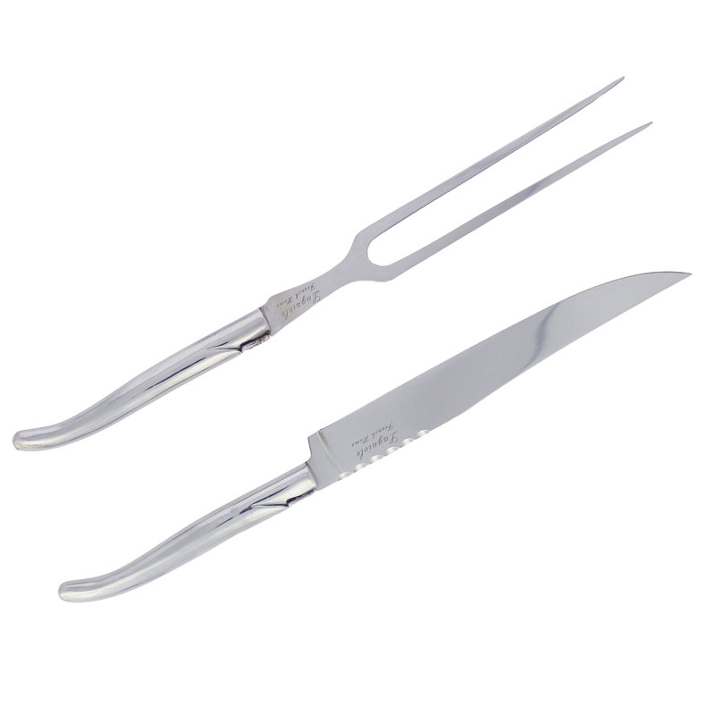 French Home Laguiole Stainless Steel Carving Knife and Fork, 2-Piece Set