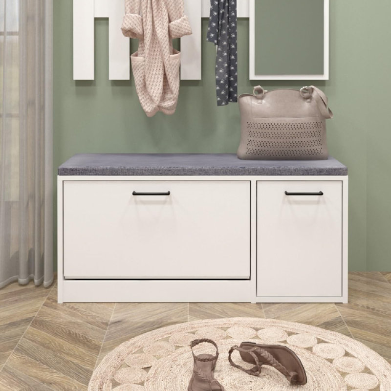 14 Pair Shoe Storage Bench, White