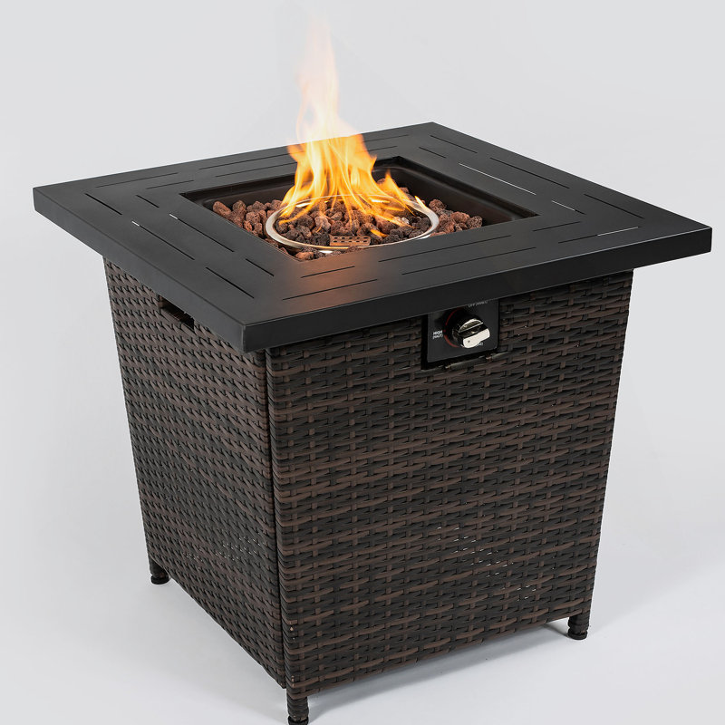 Wicker Square Fire Pit Table