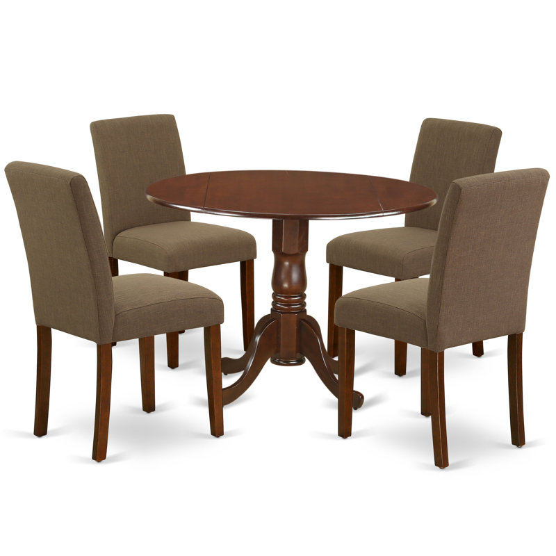 Lark Manor Janeen Drop Leaf Rubberwood Solid Wood Dining Set - Thumbnail 2