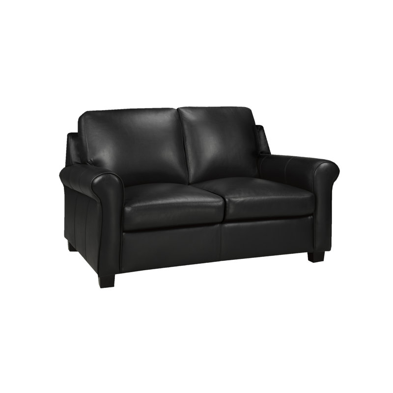 Canapé Ambrie, Cuir corbeau, H 36 po x l 58 po x P 37 po