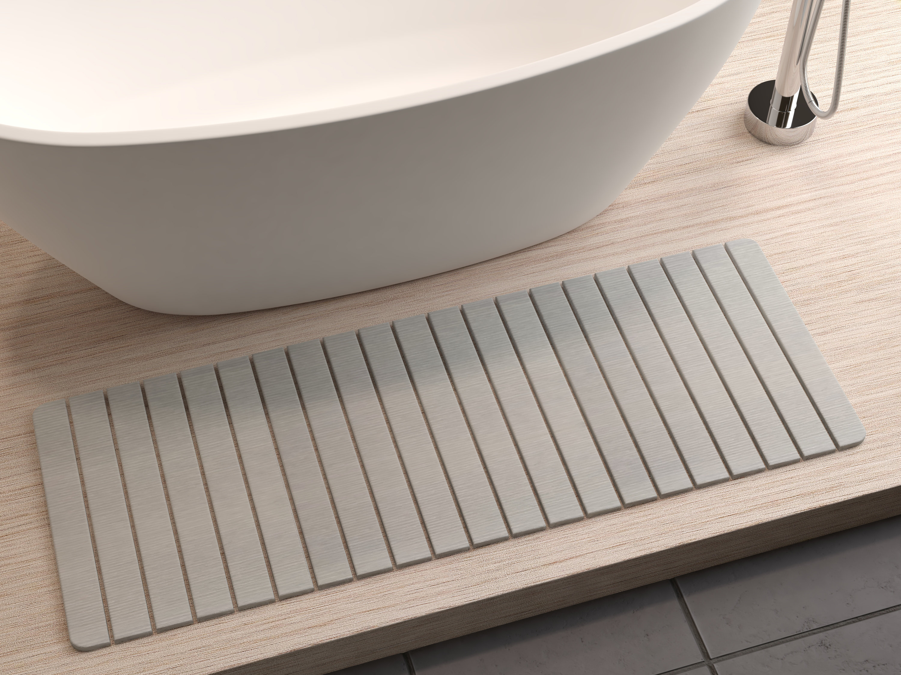 CastelloUSA Diatomite Quick-dry Stone Bath Mat - 58" X 21" , Extra Large | Wayfair