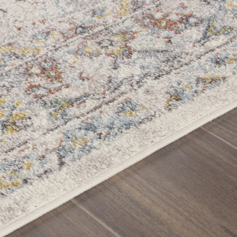 Ice Traditional Rug, Bordered Floral Easy to Clean Rug For Living Room, Dining Room, Bedroom, Rectangle 200 x 275 cm