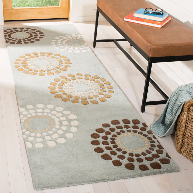 Mancini Hand Tufted Wool And Viscose Floral Rug, Runner 2'6" x 8'