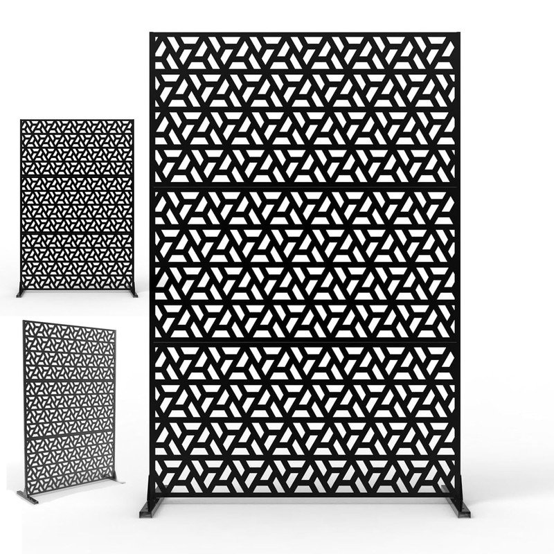 Geometric Pattern 47" L X 72" H Outdoor Metal Privacy Screens & Panels For Garden, Patio