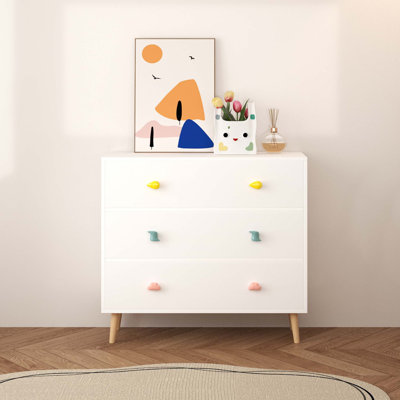 Kids 3 Drawer Dresser and Nightstand, Safe and Stylish Storage for Bedroom, Nursery, and Living Room in White