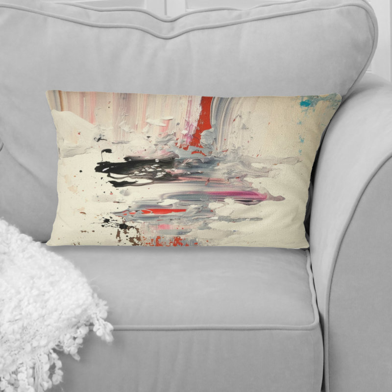 "Dancing Alone Minimal", peinture abstraite III - Coussin décoratif avec peinture abstraite