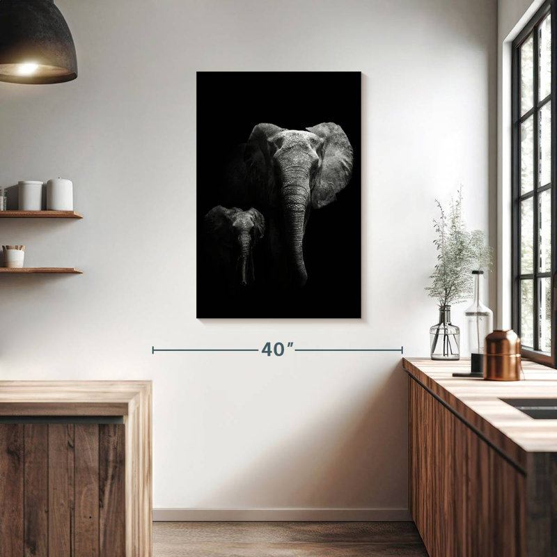Éléphants dans le noir, H 39 po x l 26 po