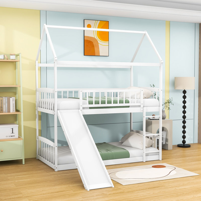 Twin Over Twin Bunk Bed with Slide and Ladder