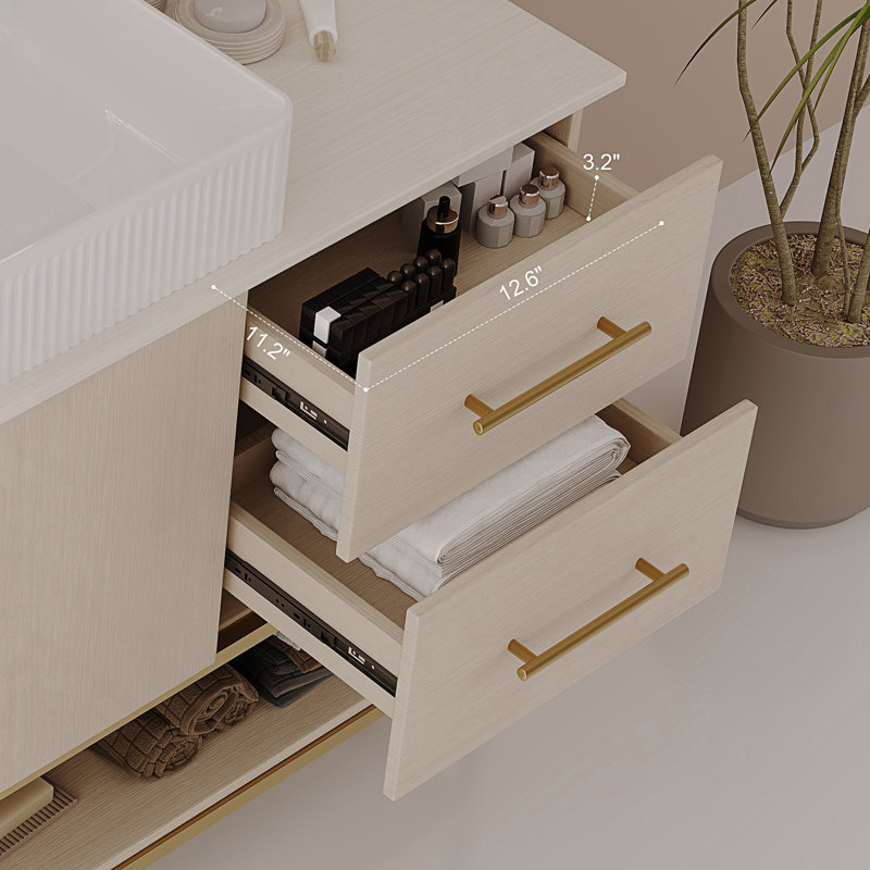 Meuble-lavabo moderne avec lavabo vasque en céramique, meuble autoportant décoratif