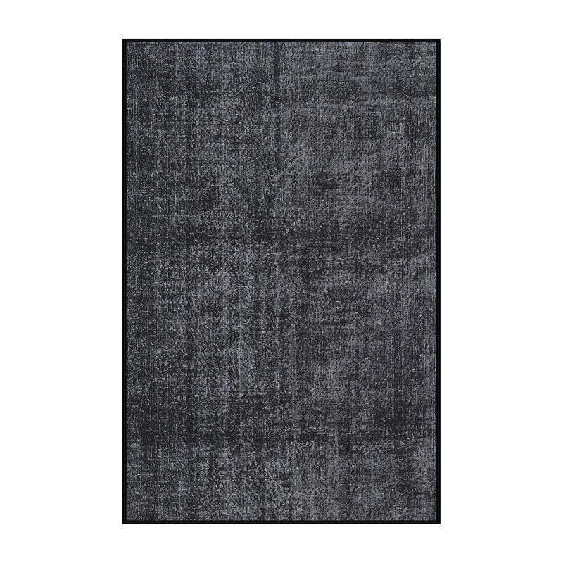 Tapis en laine gris foncé / noir, Rectangle 8 pi x 12 pi