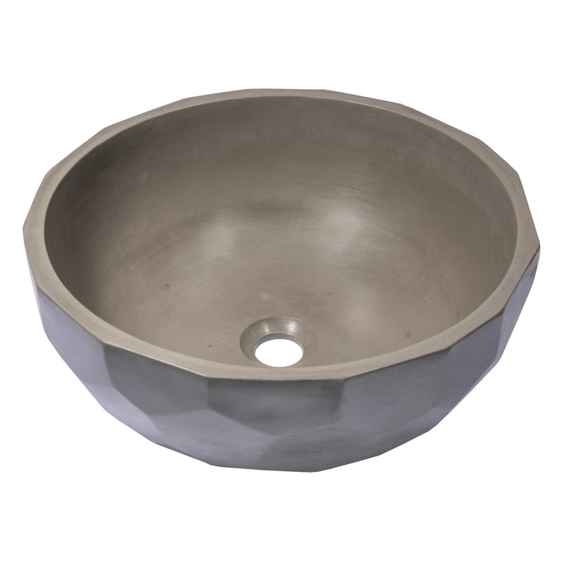 Eden Bath 16.3'' Concrete Circular Bathroom Sink, Dark Gray