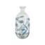 Vase en verre transparent avec motifs botaniques bleus et dorés, P 4,5 po x H 10 po