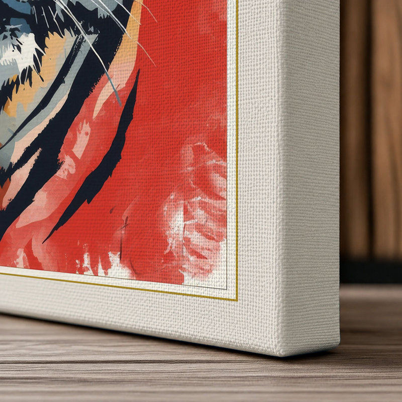 Tiger's Gaze Modern - Wrapped Canvas, 30x20 - 76.2 x 50.8 cm, Cream Border