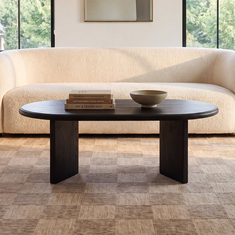 Brix Solid Wood Single Coffee Table, Matte Black