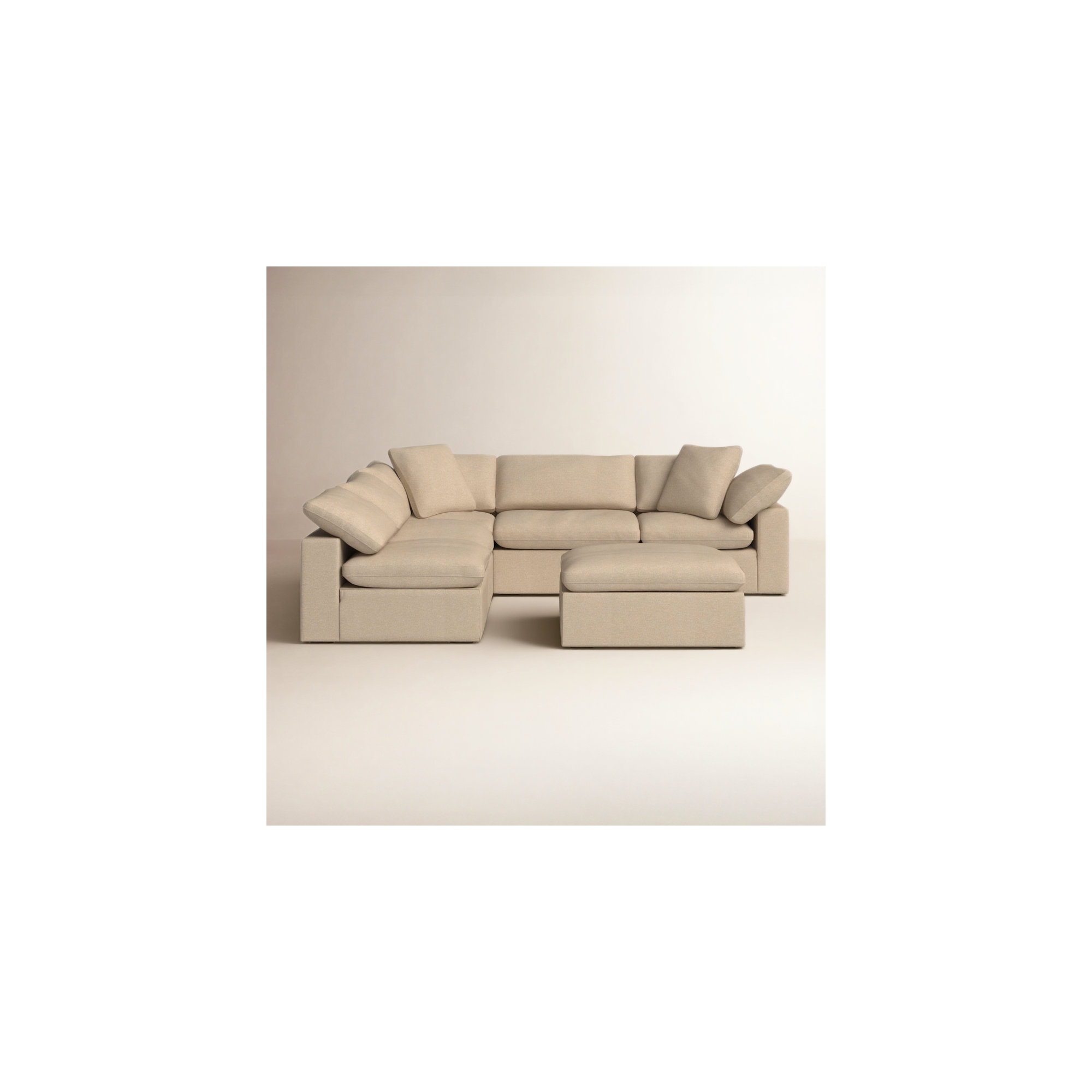 Calana Luxe Modular Sectional, Almond Revolution Performance Fabrics, 6 Piece