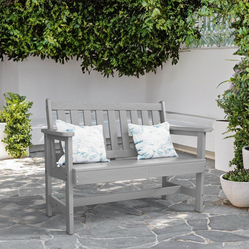 Genivieve HDPE Outdoor Bench, Space Gray