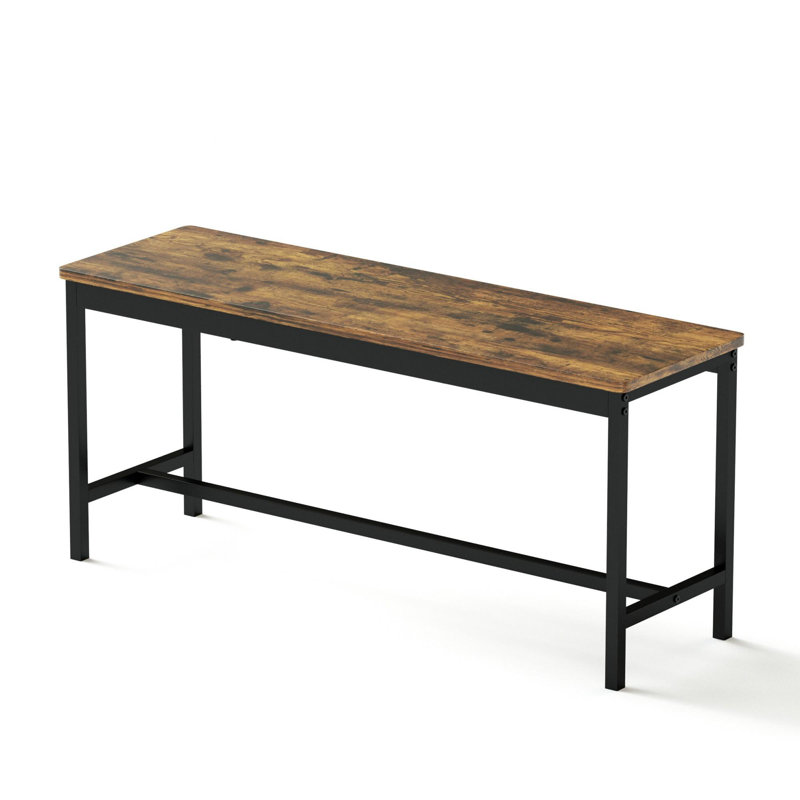 Industrial Bar Table Set with 2 Benches, Rustic 43.3" Counter Height, Space-Saving