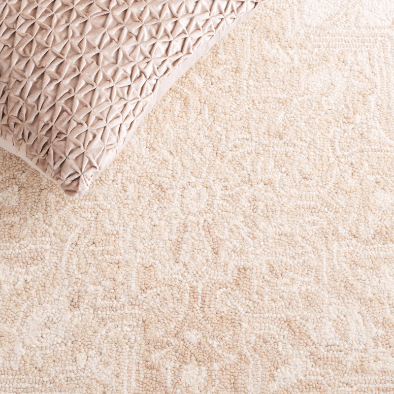 Oriental Hand Tufted Wool/Cotton Oriental Rug in Ivory/Beige, Rectangle 9' x 12'