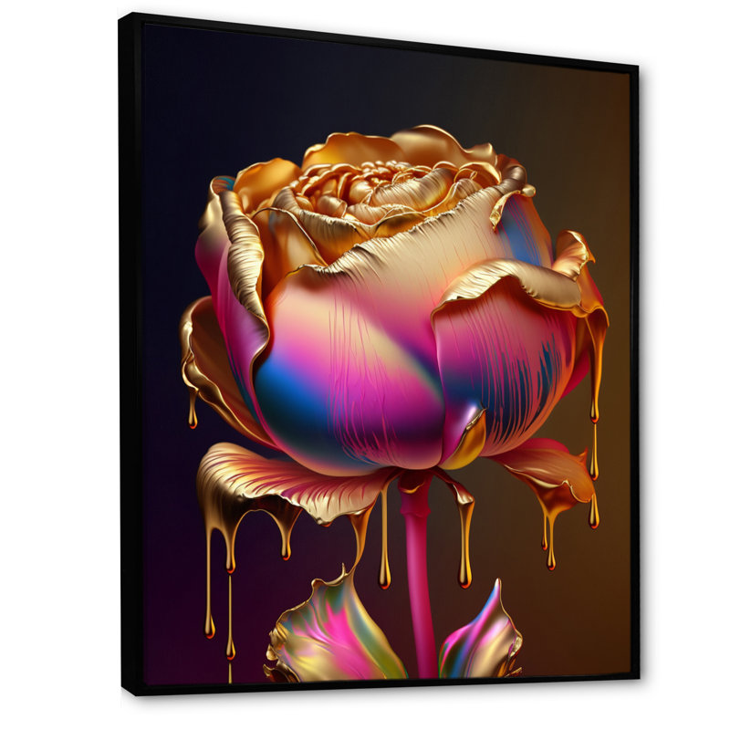 «Bromelton Rainbow Peony», impression sur toile, H 40 po x l 30 po x P 1,5 po, Cadre flottant noir