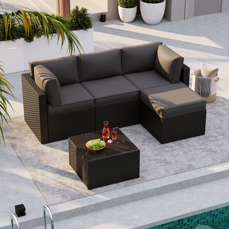 9-Piece Outdoor Cushion Set, 4" Thick Seating Group Cushion Cover, Water-Repellent Patio Sofa Cushion Replacements, Gray