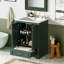 Meuble-lavabo de 61 cm avec lavabo en céramique, structure de rangement moderne et poignées argentées, tiroir spacieux