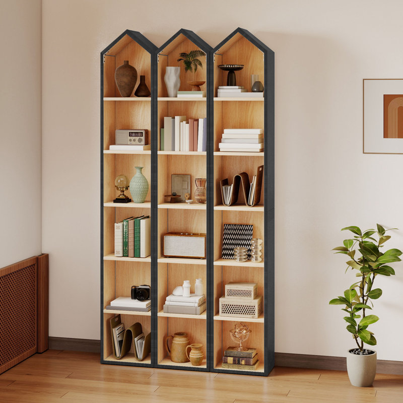 6 Tier Bookcase Oak 180 X 23.5 X 30 Cm, Black