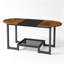 Table basse ovale avec tablette de rangement à 2 niveaux, table centrale étroite étroite pour petits espaces, cadre rustique brun et noir, design compact pour le salon, la chambre à coucher et le bureau
