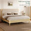 Linen Upholstered Platform Bed with Rounded Headboard and Solid Wood Legs-135867143