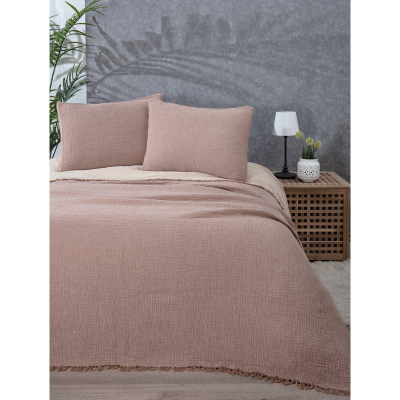 Muslin Coverlet, Queen Coverlet / Bedspread, Brown