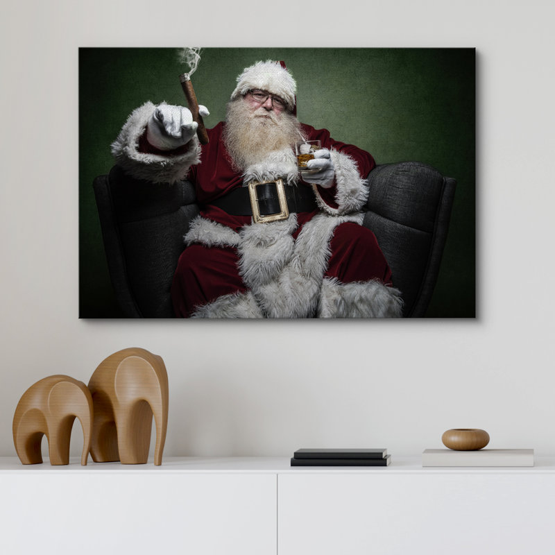 «Christmas Holiday Celebration Santa Claus», reproduction d'art sur toile tendue, H 32 po x l 48 po