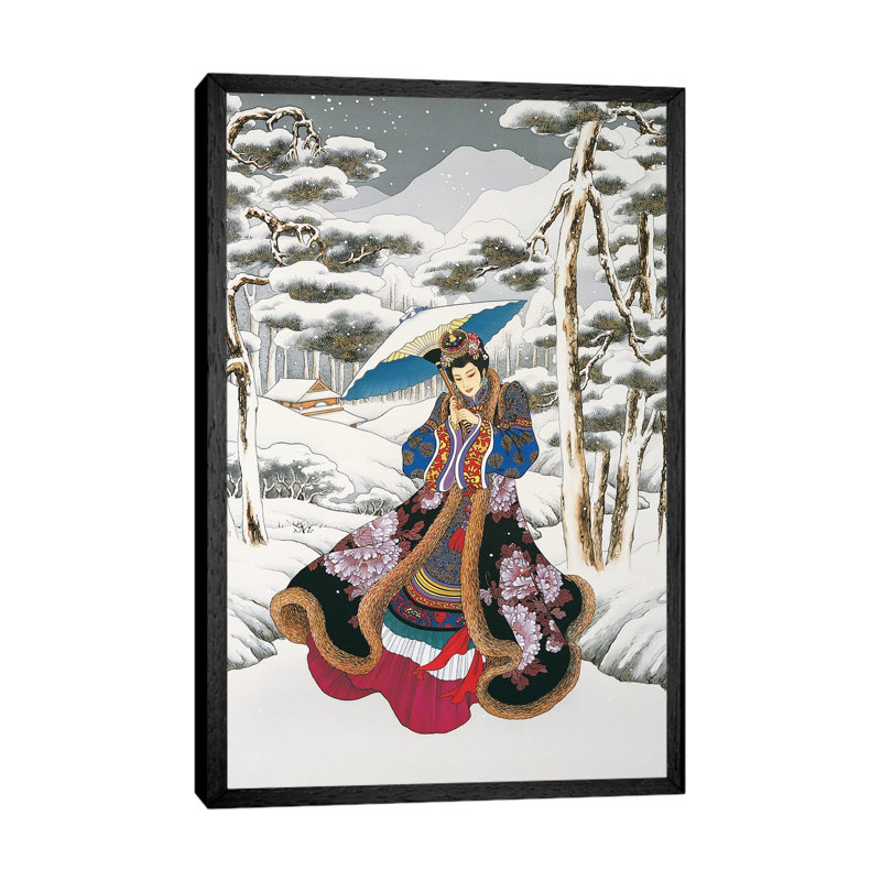 Winter Reverie - Painting on Canvas, 101.6 cm H x 66.04 cm W, Black Framed