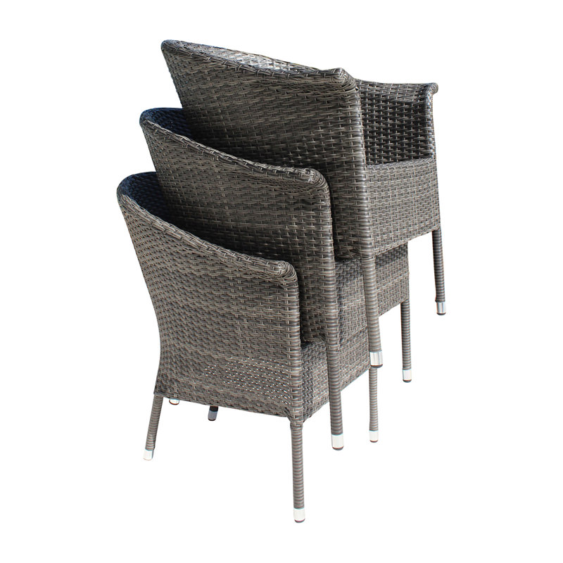 Chaise de patio avec coussin Neumark, Gris, Toile Sunbrella® beige antique