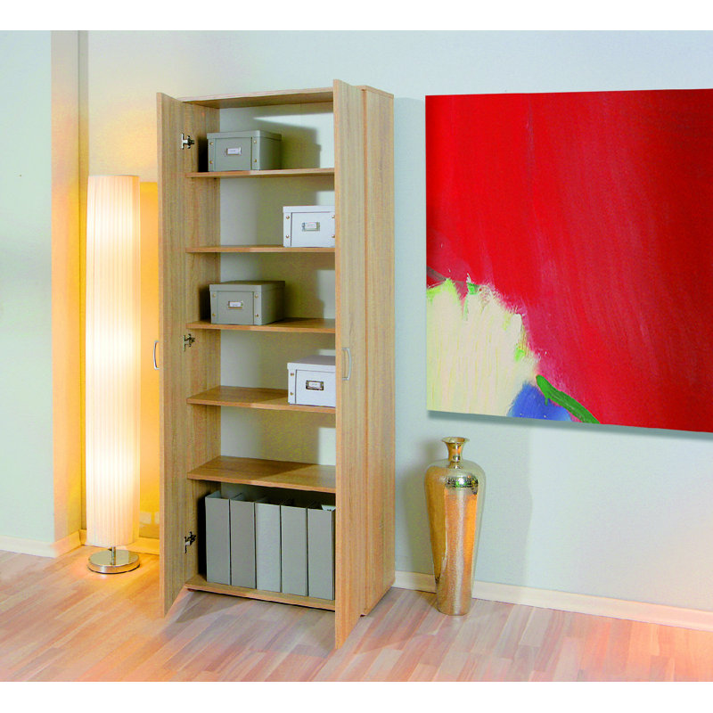 Caslyn 2-Door Wardrobe With Laminate Shelves, Oak
