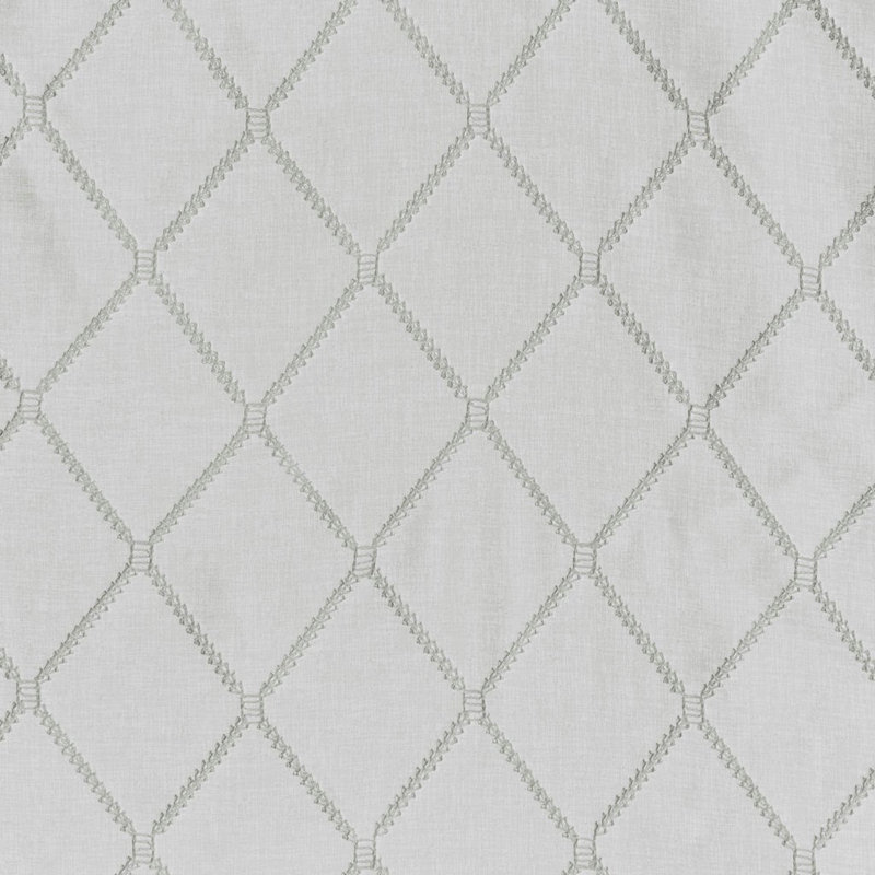 Diamond Sheer Embroidered Window Scarf, Gray/White, 50" W x 144" L