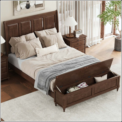 Queen Sleigh Bed with Storage Bench
